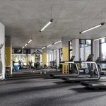 Interior of spacious gym with exercise machines