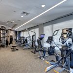 Fitness room with exercise machines